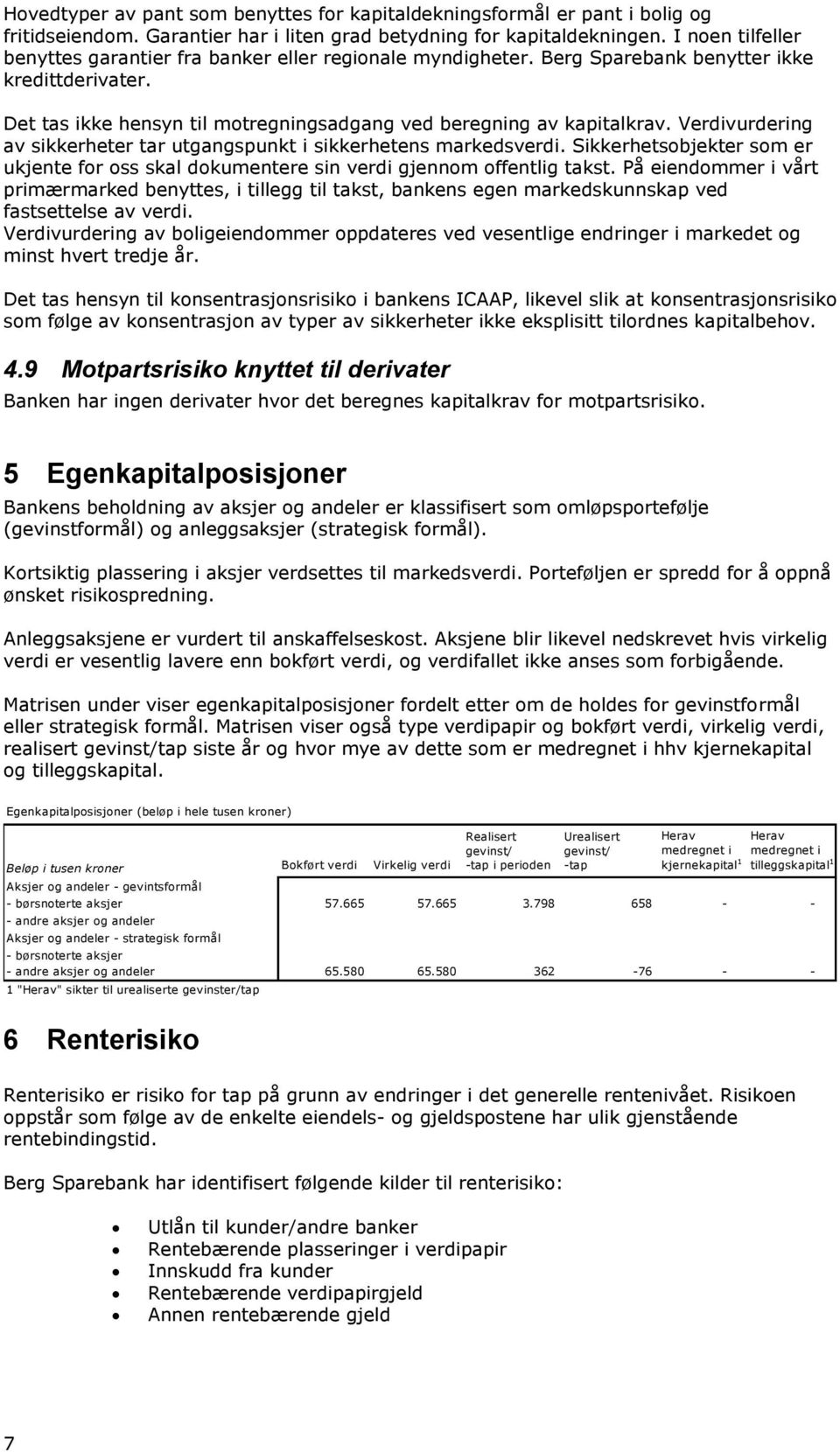 Verdivurdering av sikkerheter tar utgangspunkt i sikkerhetens markedsverdi. Sikkerhetsobjekter som er ukjente for oss skal dokumentere sin verdi gjennom offentlig takst.