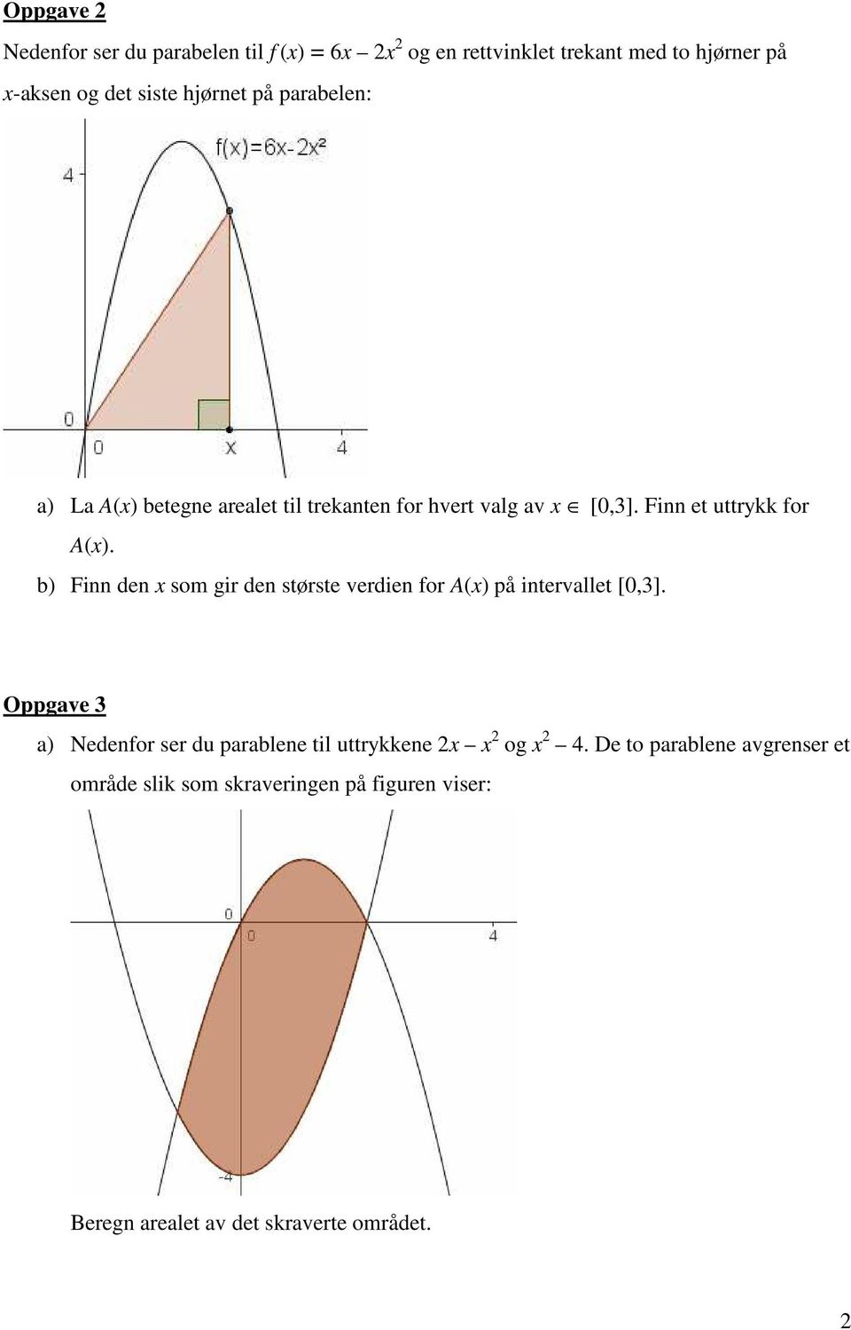 b) Fi de som gir de største verdie for A() på itervallet [0,3].