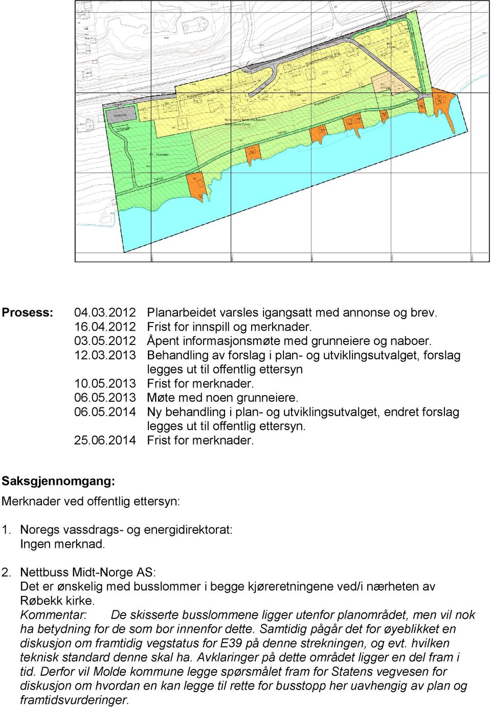 Saksgjennomgang: Merknader ved offentlig ettersyn: 1. Noregs vassdrags- og energidirektorat: Ingen merknad. 2.