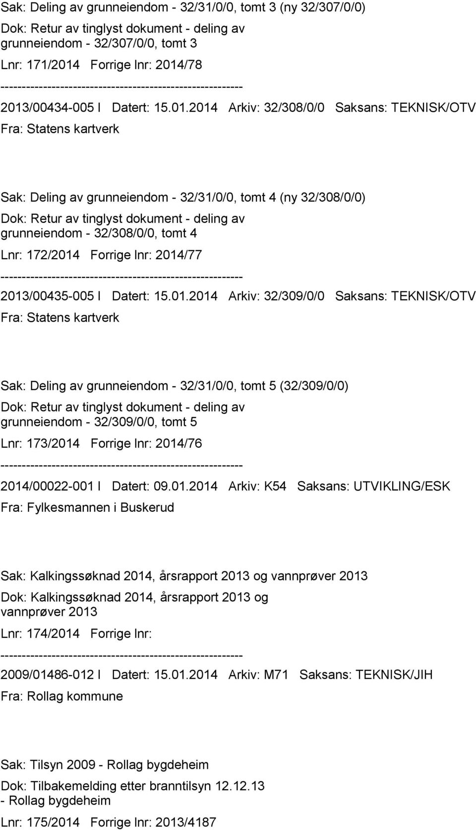 2014 Arkiv: 32/308/0/0 Saksans: TEKNISK/OTV Fra: Statens kartverk Sak: Deling av grunneiendom - 32/31/0/0, tomt 4 (ny 32/308/0/0) Dok: Retur av tinglyst dokument - deling av grunneiendom -