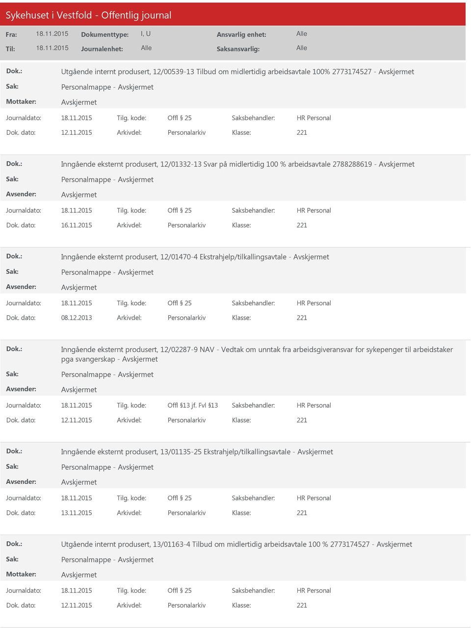 2015 Arkivdel: Personalarkiv 221 Inngående eksternt produsert, 12/