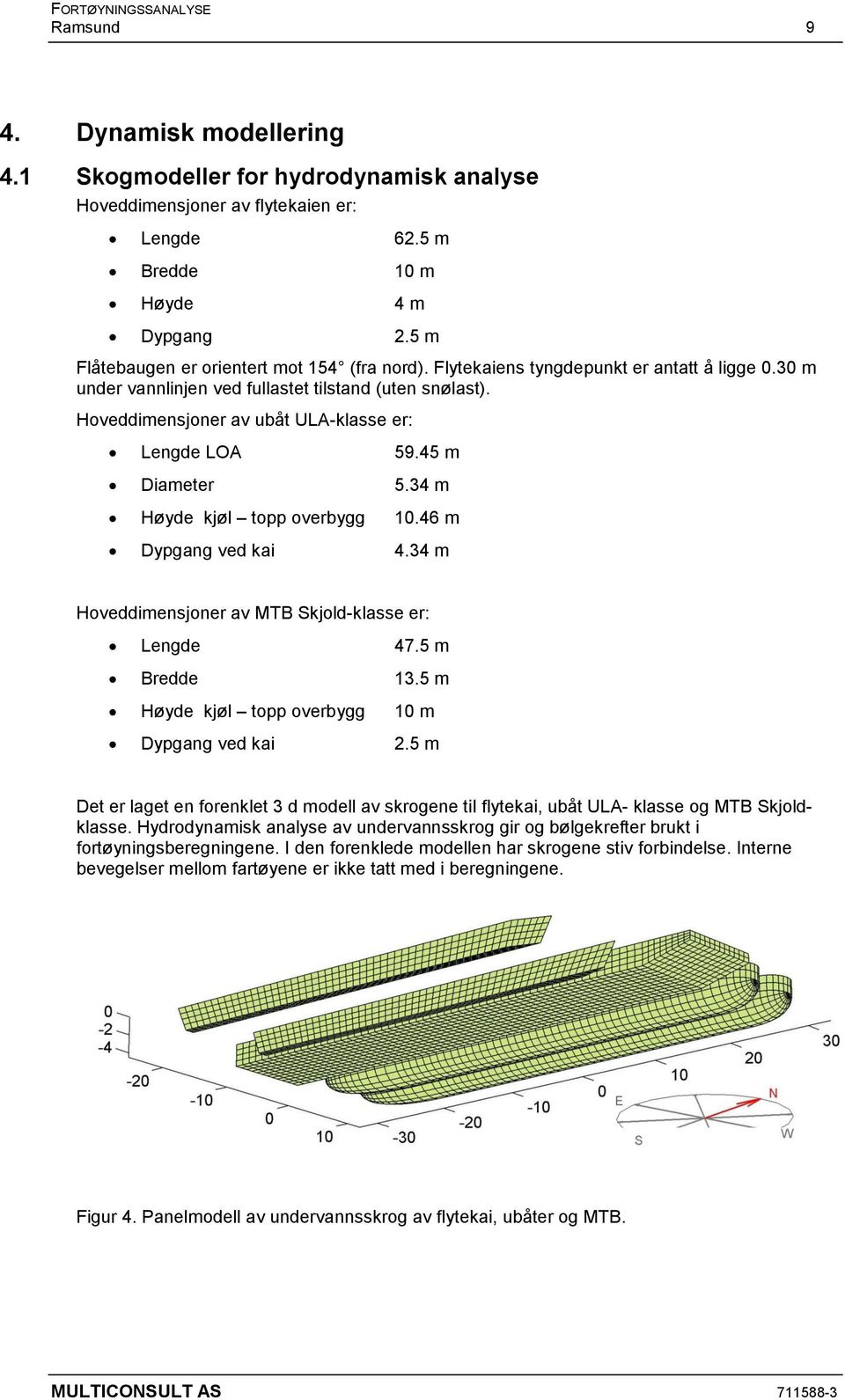 Hoveddimensjoner av ubåt ULA-klasse er: Lengde LOA 59.45 m Diameter 5.34 m Høyde kjøl topp overbygg 10.46 m Dypgang ved kai 4.34 m Hoveddimensjoner av MTB Skjold-klasse er: Lengde 47.5 m Bredde 13.