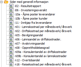Standard rapporter og nøkkeltall Informasjonssider