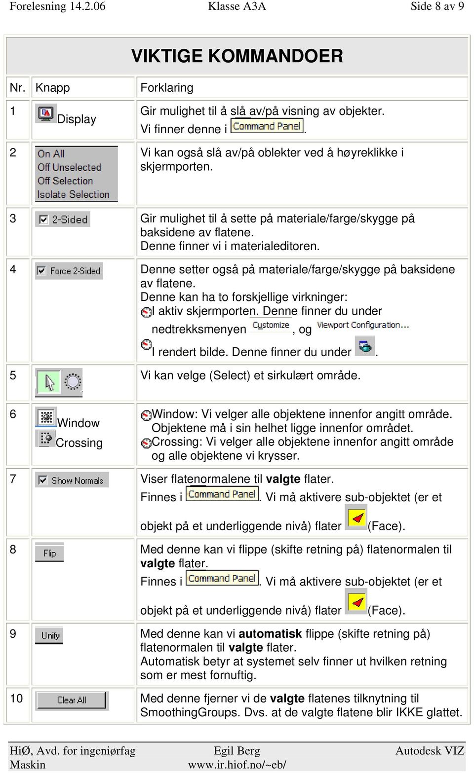 4 Denne setter også på materiale/farge/skygge på baksidene av flatene. Denne kan ha to forskjellige virkninger: I aktiv skjermporten. Denne finner du under nedtrekksmenyen, og I rendert bilde.