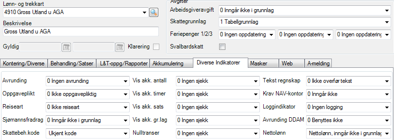 Benytt A-melding tilleggsinformasjon o Undertype rapporteres som Generelt o Oppgrossingstabellnr fra skatteinformasjon (tabell 1 felt 40) Fri bil: Bruker forrige art som mal.