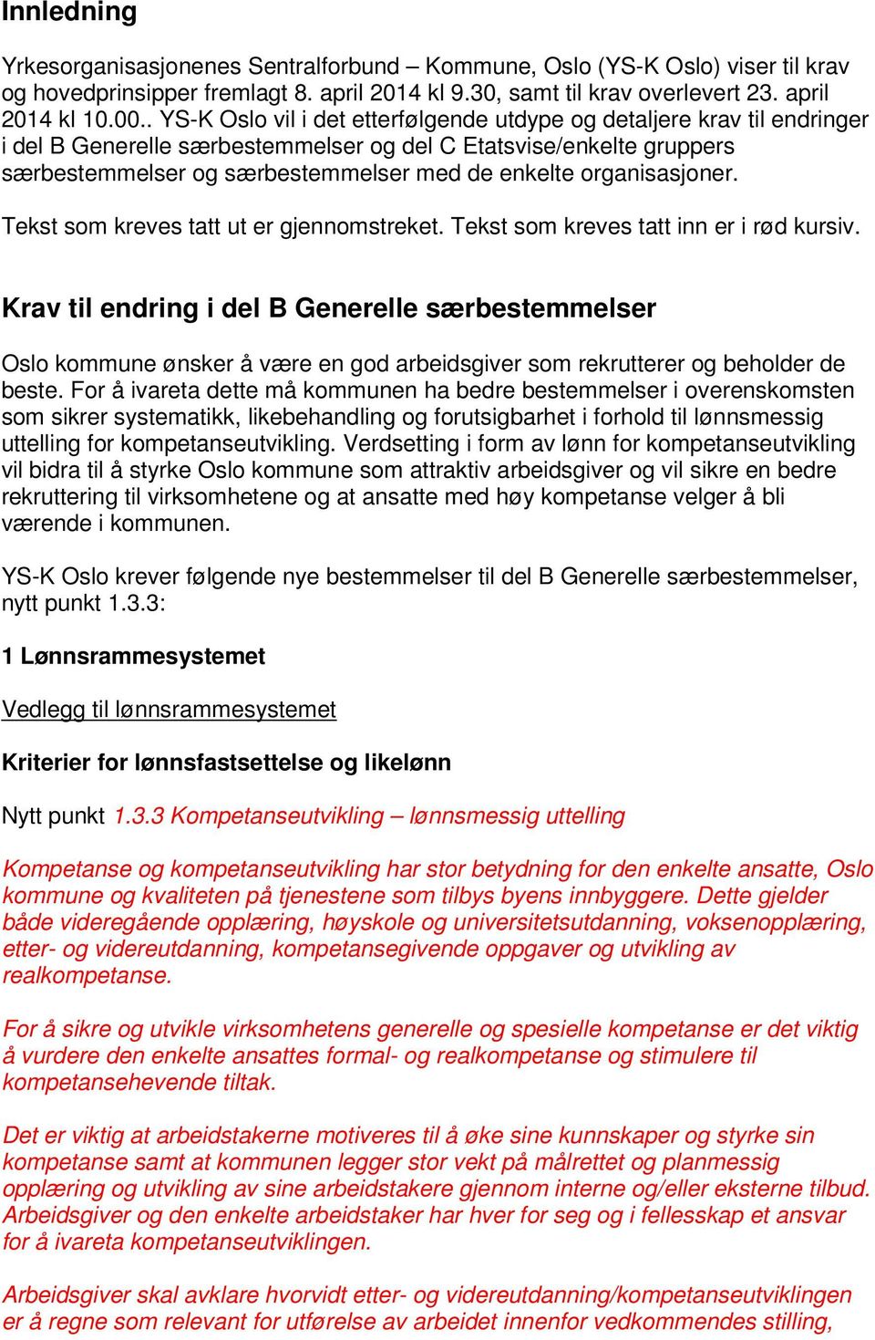 organisasjoner. Tekst som kreves tatt ut er gjennomstreket. Tekst som kreves tatt inn er i rød kursiv.