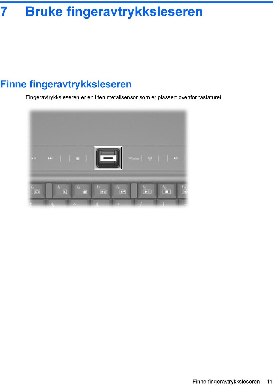 Fingeravtrykksleseren er en liten