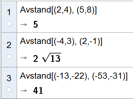 6.6 Bildet til høyre viser frmgngsmåten i CAS i GeoGer. [6,8] = 6 + 8 = 100 = 10 [ 1,5] = ( 1) + 5 = 6 [ 1,5] = ( 1) + 5 = 169 = 13 6.