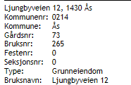 Inneholder oversikt over eiendommer,