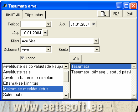 Agu Sieer Gonsiori 7-14 Tallinn 13268 LUGUPEETUD KLIENT! DEMO Akadeemia 21-G Tallinn 12618 tel. 6654214 faks 6654215 21.07.2004 Tuletame meelde, et Teil on meile tasumata järgmised Arve nr.