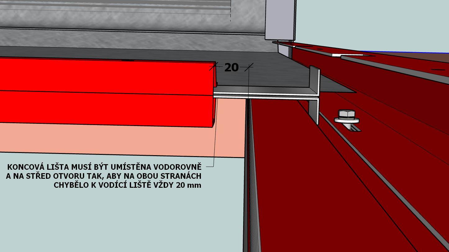 21) Monter bunnskinnen slik at det er 20 mm klaring mellom den og styreskinnen på begge