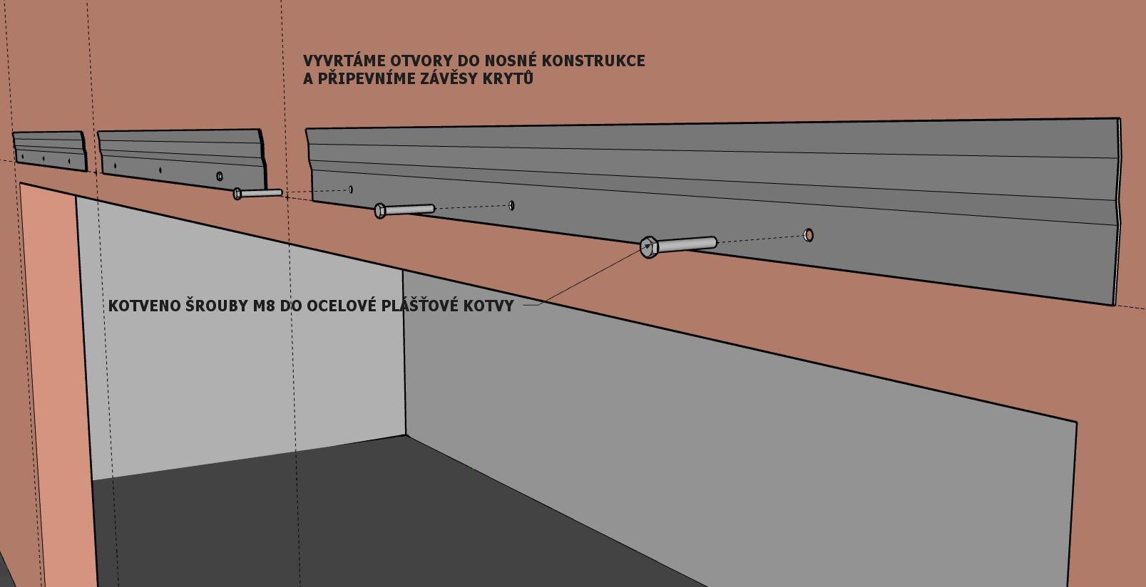 Fig. 2) Måling og boring av hull for å montere kassettstøttene. Bredden på endeplatene er 60 mm, og valsebrakettene er 200 mm.