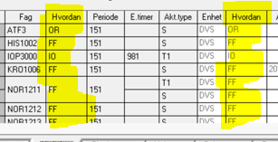 Fagtype feltet Hvordan i Extens OR for for orden og atferd Styres av hva som ligger i stillingsplan, kan endres etter tildeling IO ved IOP-fag Ikke endre