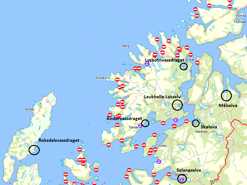 2. Metode 2.1 Områdebeskrivelse Laukhelle Lakselva (vassdragsnummer 194.Z) ligger på grensen mellom Lenvik og Tranøy kommuner på Senja i Troms (Figur 1). Vassdraget har et nedbørsfelt på ca.