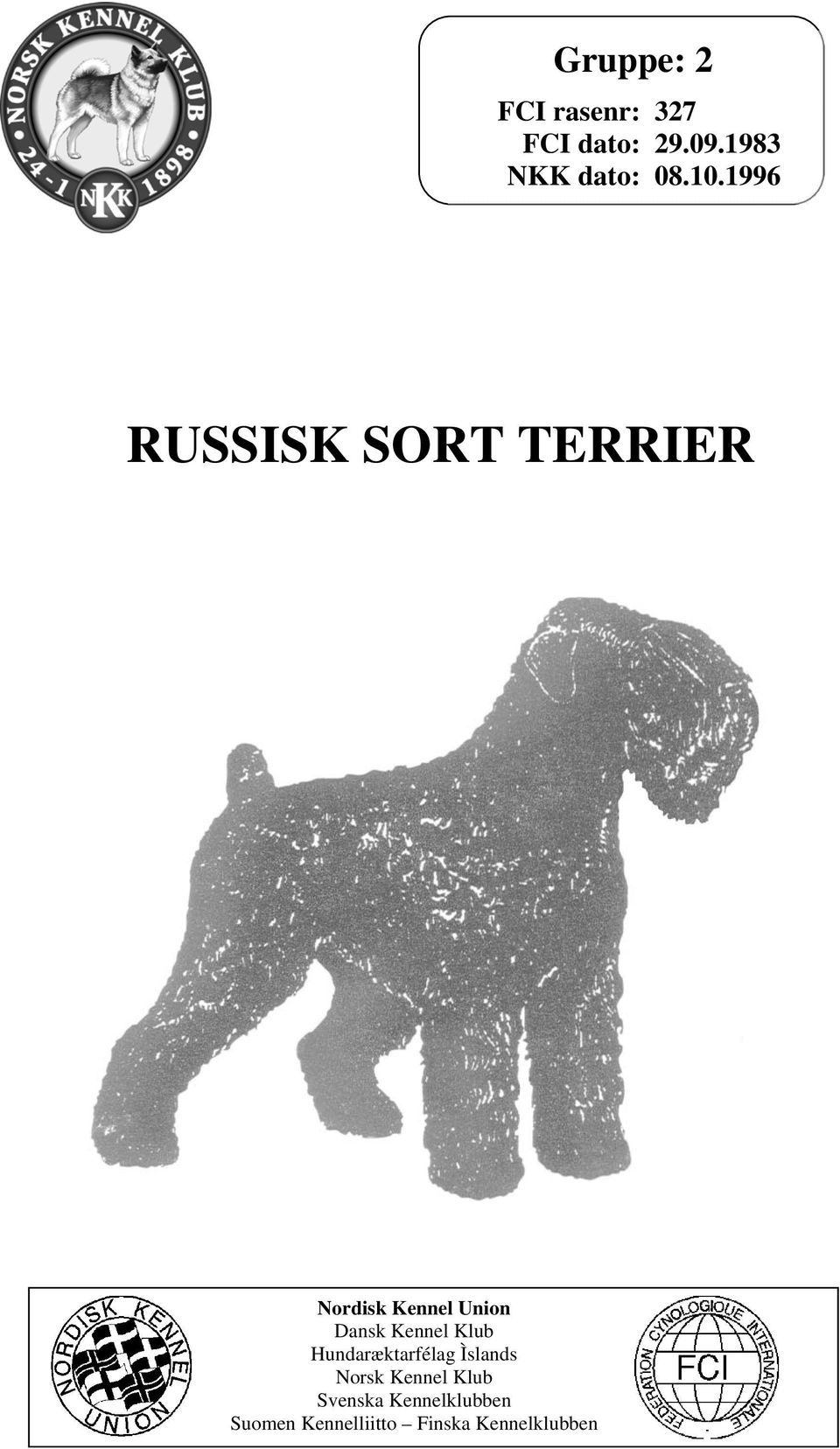1996 RUSSISK SORT TERRIER Nordisk Kennel Union Dansk