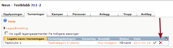 18. Hvis kretsen har bestemt at klubbene skal ha mulighet til å Avmelde lag så vil dette være mulig å utføre via det røde krysset