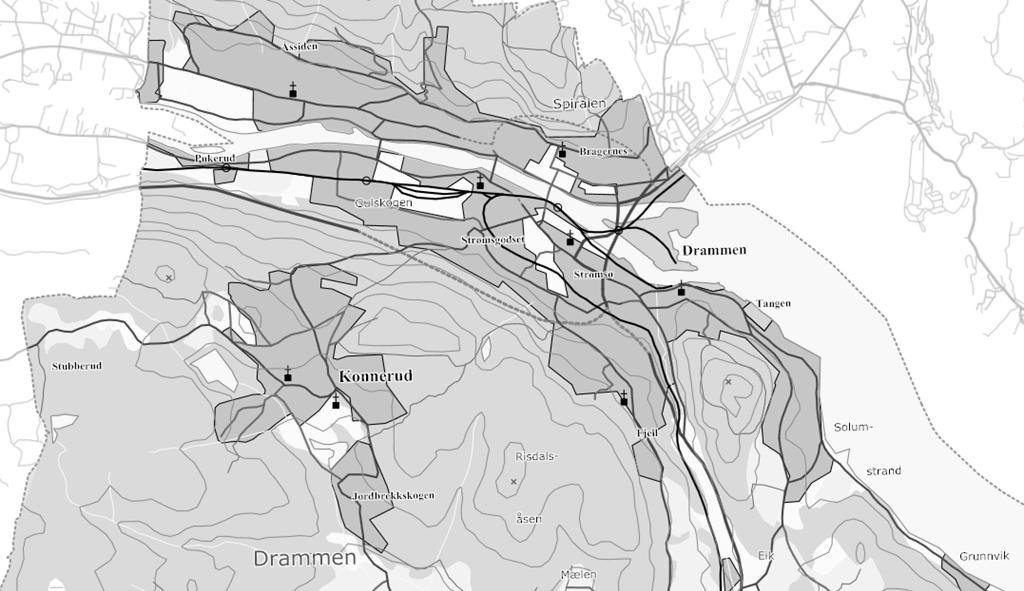 Infrastruktur buss - tiltak i Drammen: Rosenkrantzgata Bragernes knutepunkt Engene