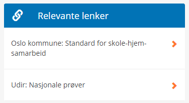 Utdanningsetaten Side 8 Eksempel: Lenketekst i blokk Lenker du opp en PDF, skal det markeres i parentes: - Oslostandard for skole-hjem-samarbeid (PDF).