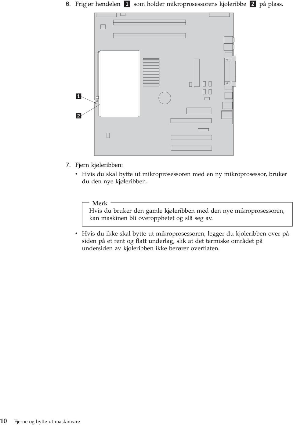 Merk His du bruker den gamle kjøleribben med den nye mikroprosessoren, kan maskinen bli oeropphetet og slå seg a.