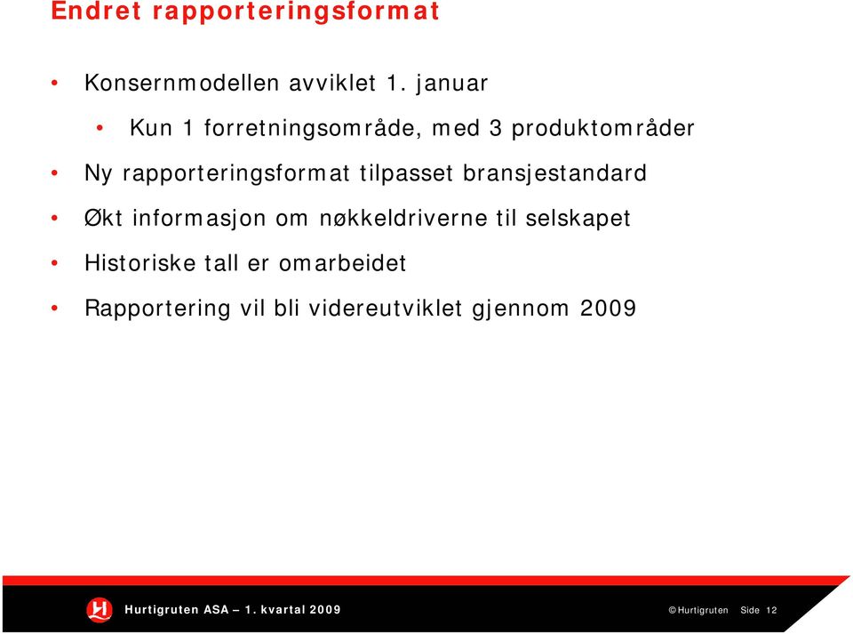 tilpasset bransjestandard Økt informasjon om nøkkeldriverne til selskapet