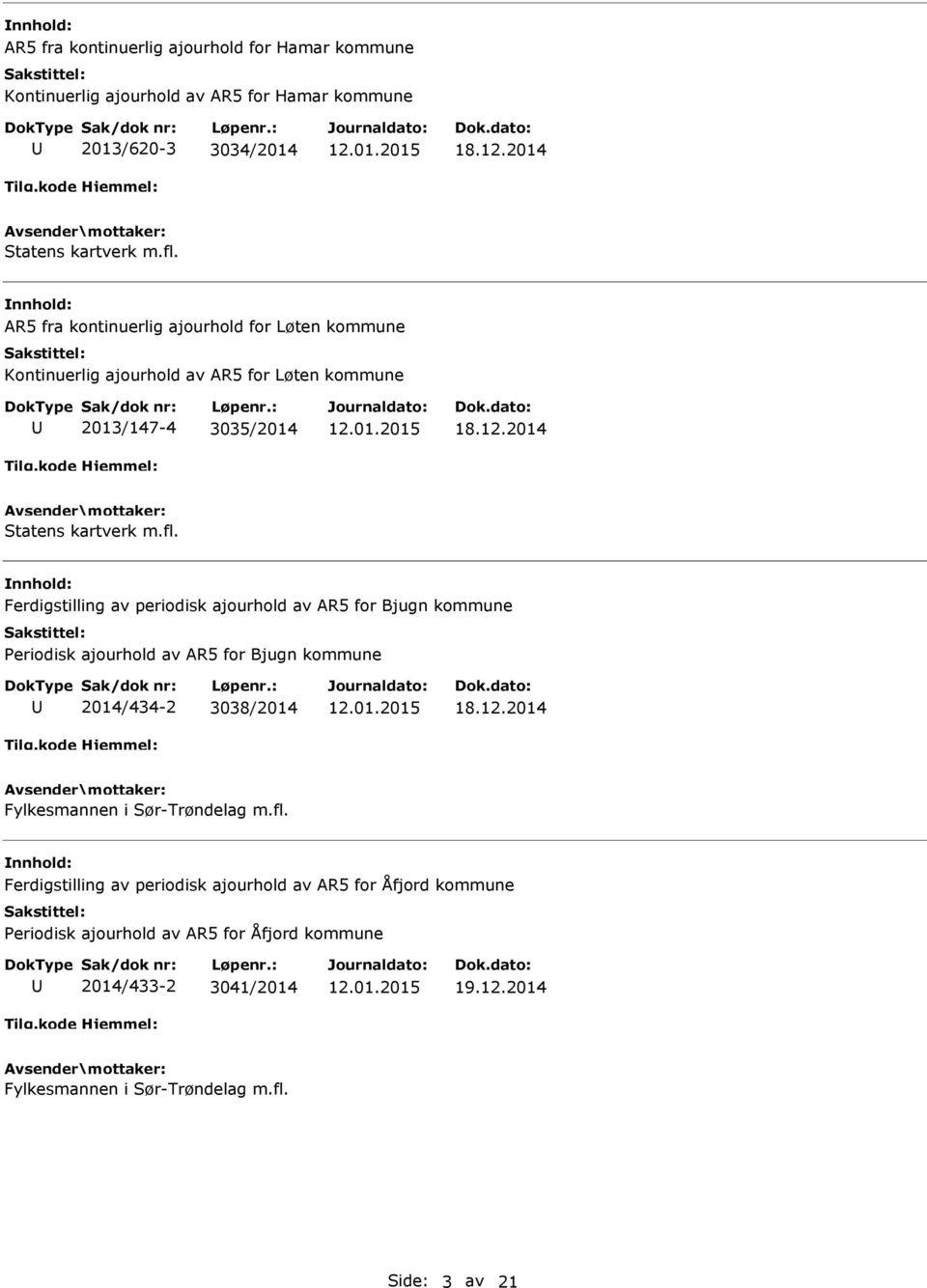 Ferdigstilling av periodisk ajourhold av AR5 for Bjugn kommune Periodisk ajourhold av AR5 for Bjugn kommune 2014/434-2 3038/2014 18.12.