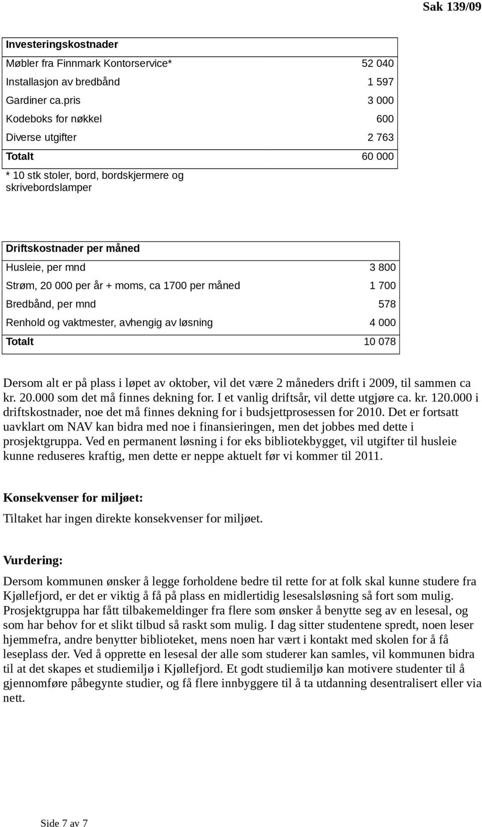 + moms, ca 1700 per måned 1 700 Bredbånd, per mnd 578 Renhold og vaktmester, avhengig av løsning 4 000 Totalt 10 078 Dersom alt er på plass i løpet av oktober, vil det være 2 måneders drift i 2009,