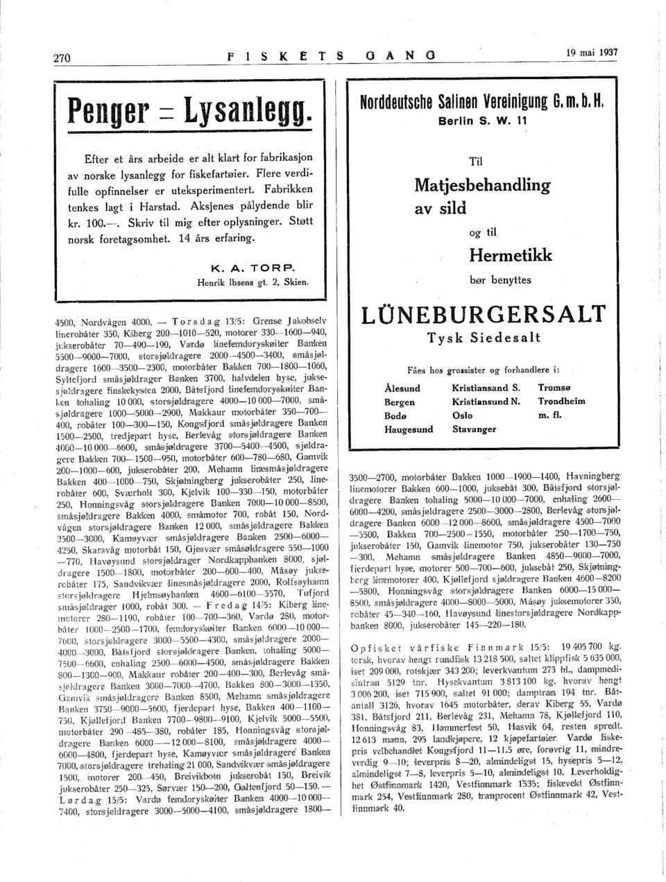 Henrik bsens gt. 2, Skien. 4500, Nordvåg.en 4000. To,rsda,g 3/5: Gren:se Jakobselv linerohåter 350, Kiiberg 20000520, motorer 330600940, jcks,erobme:r 7049090, Vardø l:inefemdiolryskøit:er Ba!