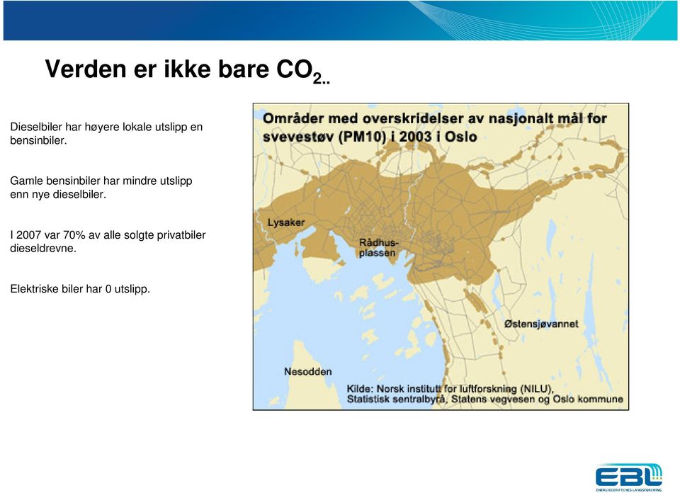 Gamle bensinbiler har mindre utslipp enn nye dieselbiler.