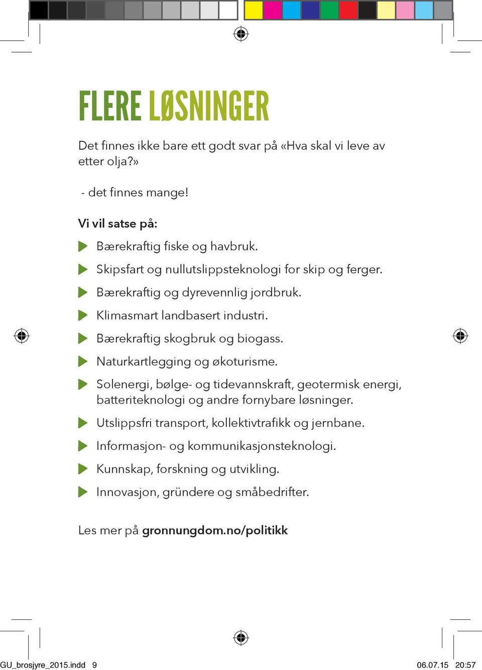 Naturkartlegging og økoturisme. Solenergi, bølge- og tidevannskraft, geotermisk energi, batteriteknologi og andre fornybare løsninger.