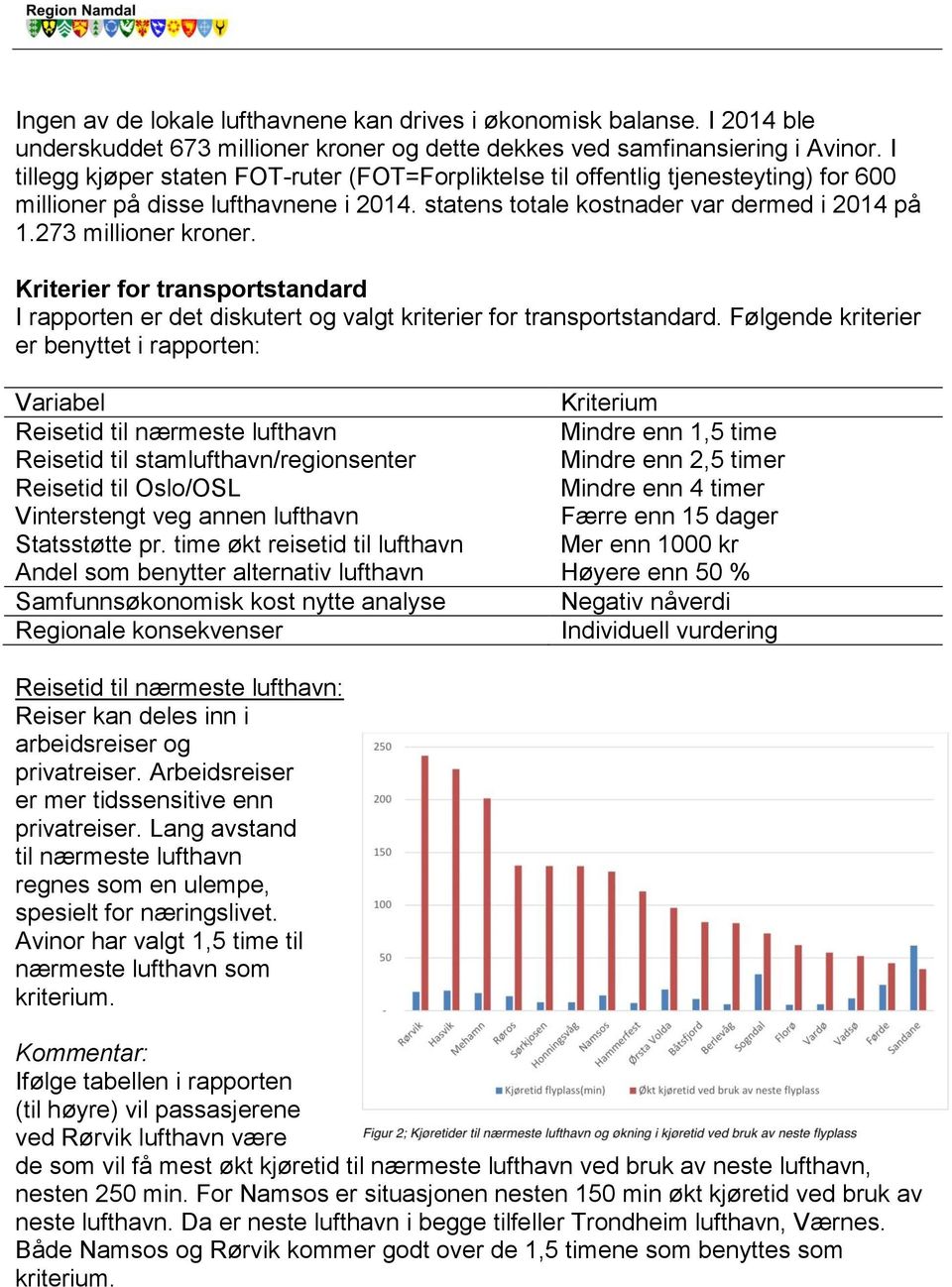 Kriterier for transportstandard I rapporten er det diskutert og valgt kriterier for transportstandard.