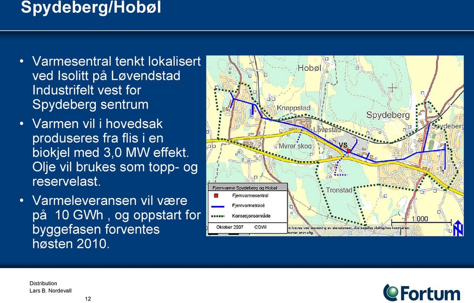 flis i en biokjel med 3,0 MW effekt. Olje vil brukes som topp- og reservelast.