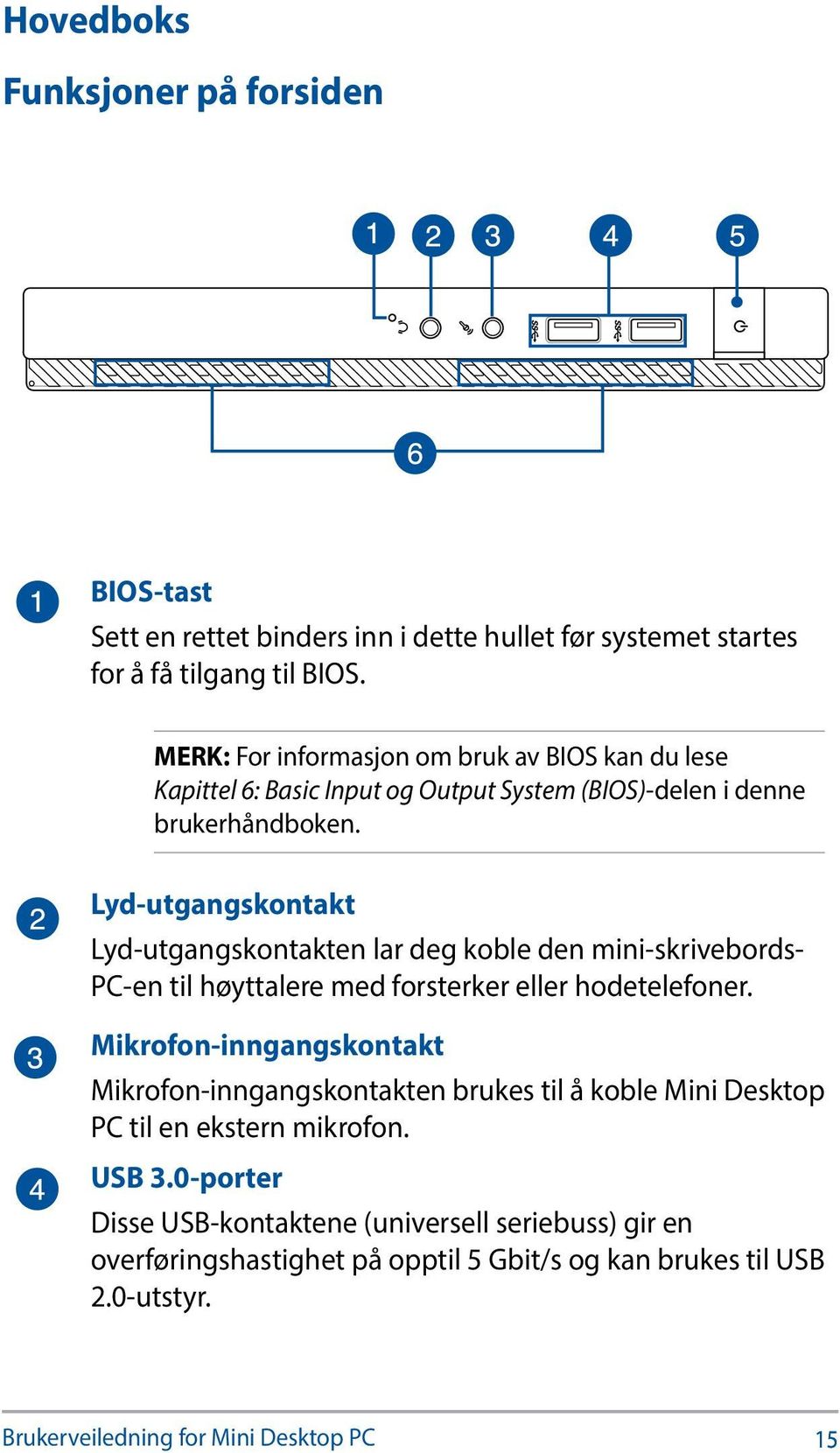 Lyd-utgangskontakt Lyd-utgangskontakten lar deg koble den mini-skrivebords- PC-en til høyttalere med forsterker eller hodetelefoner.