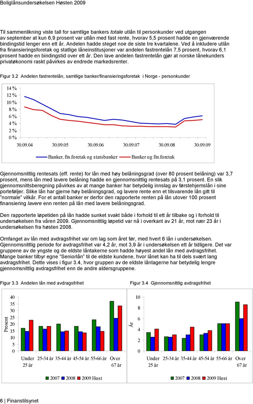 Ved å inkludere utlån fra finansieringsforetak og statlige låneinstitusjoner var andelen fastrentelån 7,5 prosent, hvorav 6,1 prosent hadde en bindingstid over ett år.