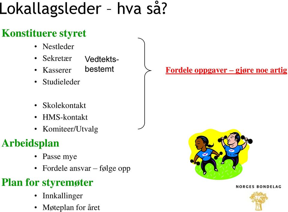 Vedtektsbestemt Fordele oppgaver gjøre noe artig Arbeidsplan