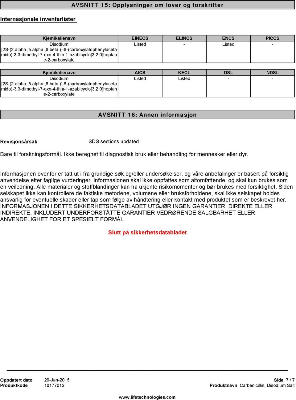 Ikke beregnet til diagnostisk bruk eller behandling for mennesker eller dyr.