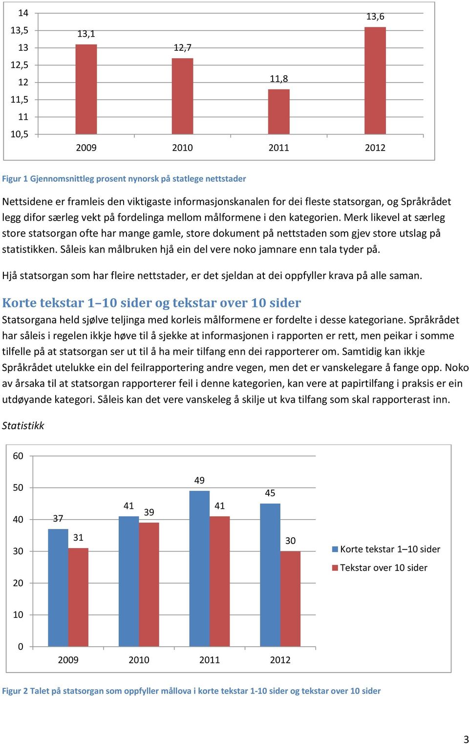 Merk likevel at særleg store statsorgan ofte har mange gamle, store dokument på nettstaden som gjev store utslag på statistikken. Såleis kan målbruken hjå ein del vere noko jamnare enn tala tyder på.