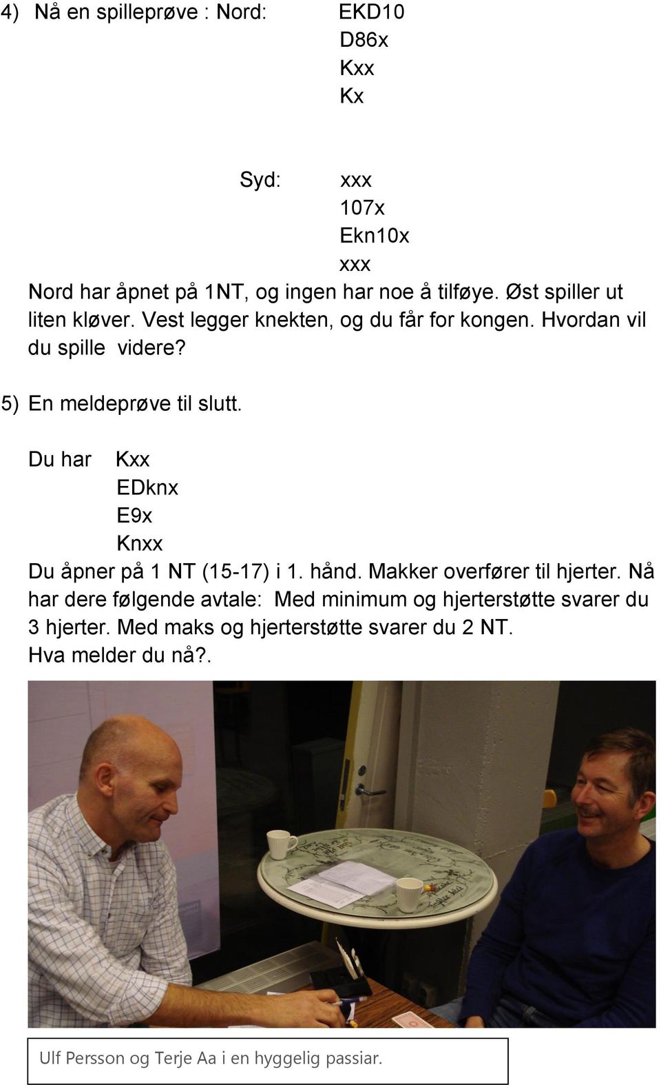 Du har K EDknx E9x Kn Du åpner på 1 NT (15-17) i 1. hånd. Makker overfører til hjerter.