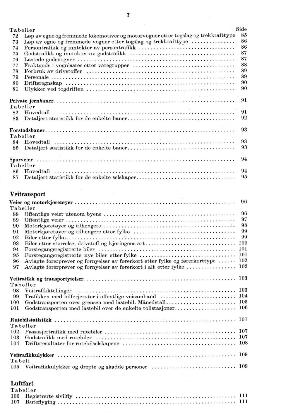 .................. 88 78 Forbruk av drivstoffer 89 79 Personale 89 80 Driftsregnskap 90 8 Ulykker ved togdriften 90 Private jernbaner 9 Tabeller 82 Hovedtall 9 83 Detaljert statistikk for de enkelte