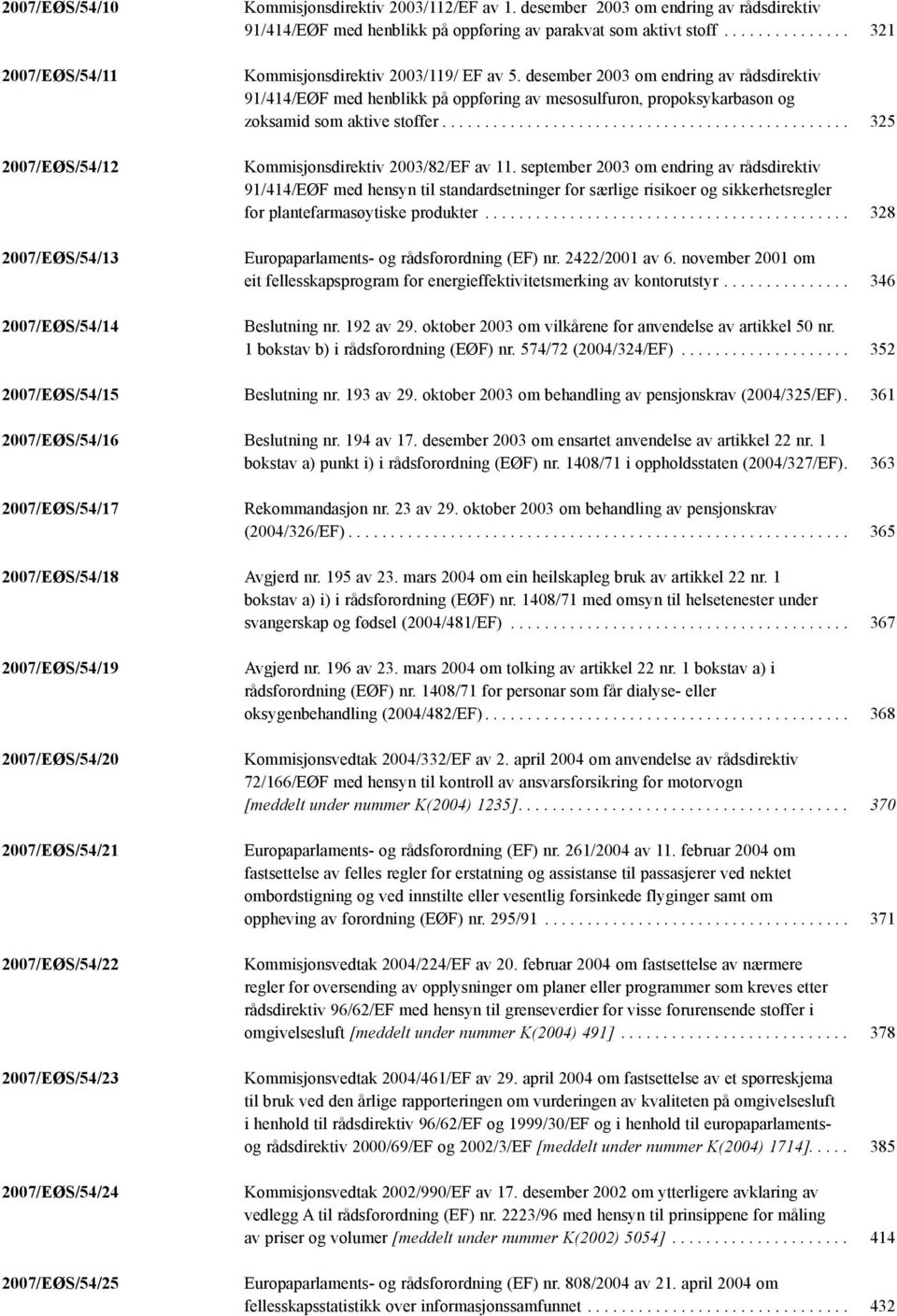 desember 2003 om endring av rådsdirektiv 91/414/EØF med henblikk på oppføring av mesosulfuron, propoksykarbason og zoksamid som aktive stoffer... 325 Kommisjonsdirektiv 2003/82/EF av 11.