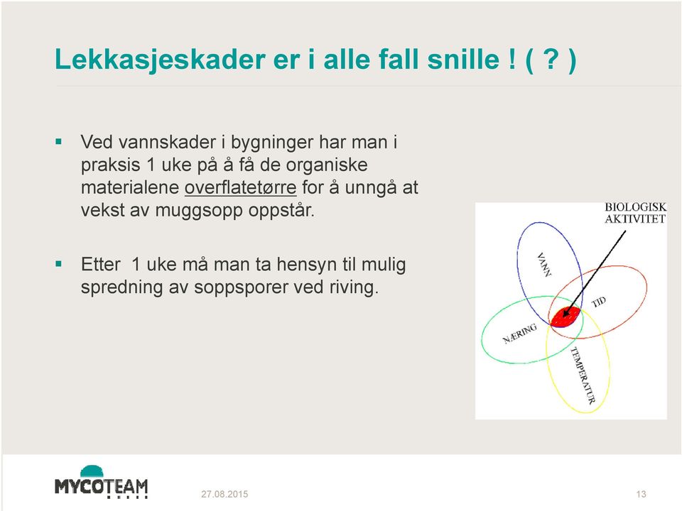 organiske materialene overflatetørre for å unngå at vekst av