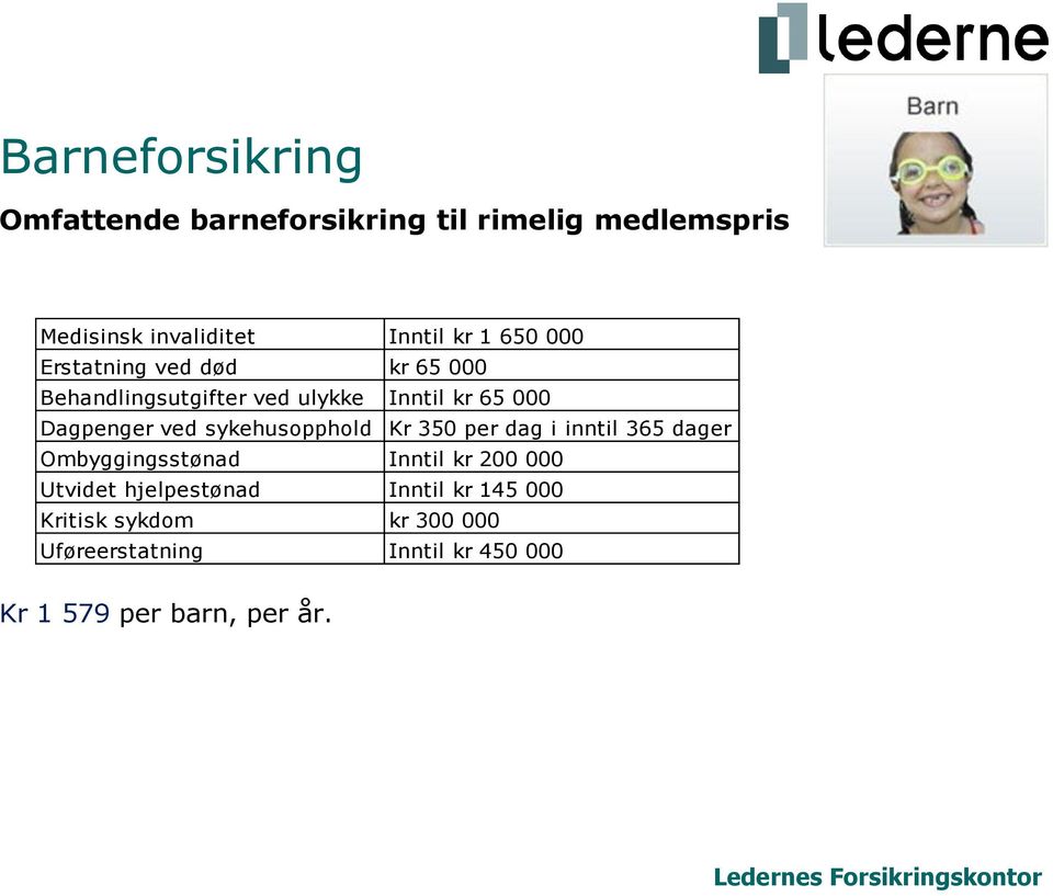 sykehusopphold Kr 350 per dag i inntil 365 dager Ombyggingsstønad Inntil kr 200 000 Utvidet