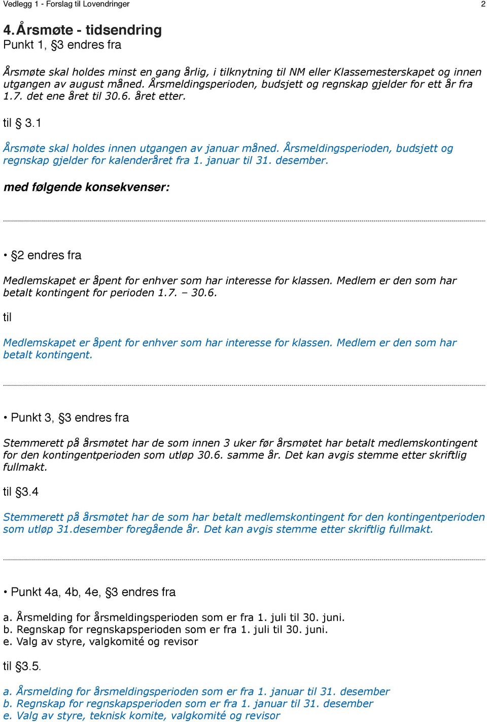 Årsmeldingsperioden, budsjett og regnskap gjelder for ett år fra 1.7. det ene året til 30.6. året etter. til 3.1 Årsmøte skal holdes innen utgangen av januar måned.