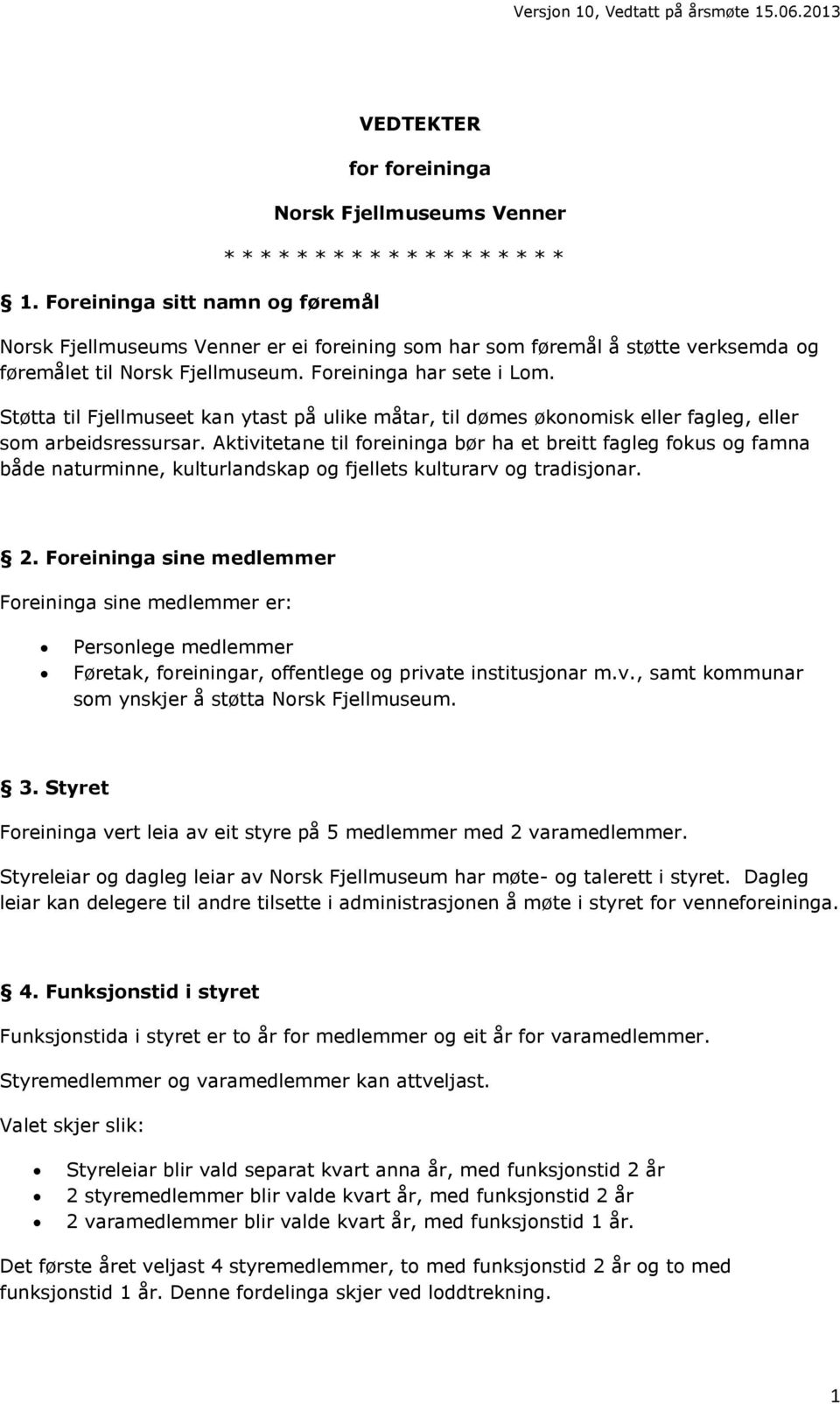 verksemda og føremålet til Norsk Fjellmuseum. Foreininga har sete i Lom. Støtta til Fjellmuseet kan ytast på ulike måtar, til dømes økonomisk eller fagleg, eller som arbeidsressursar.