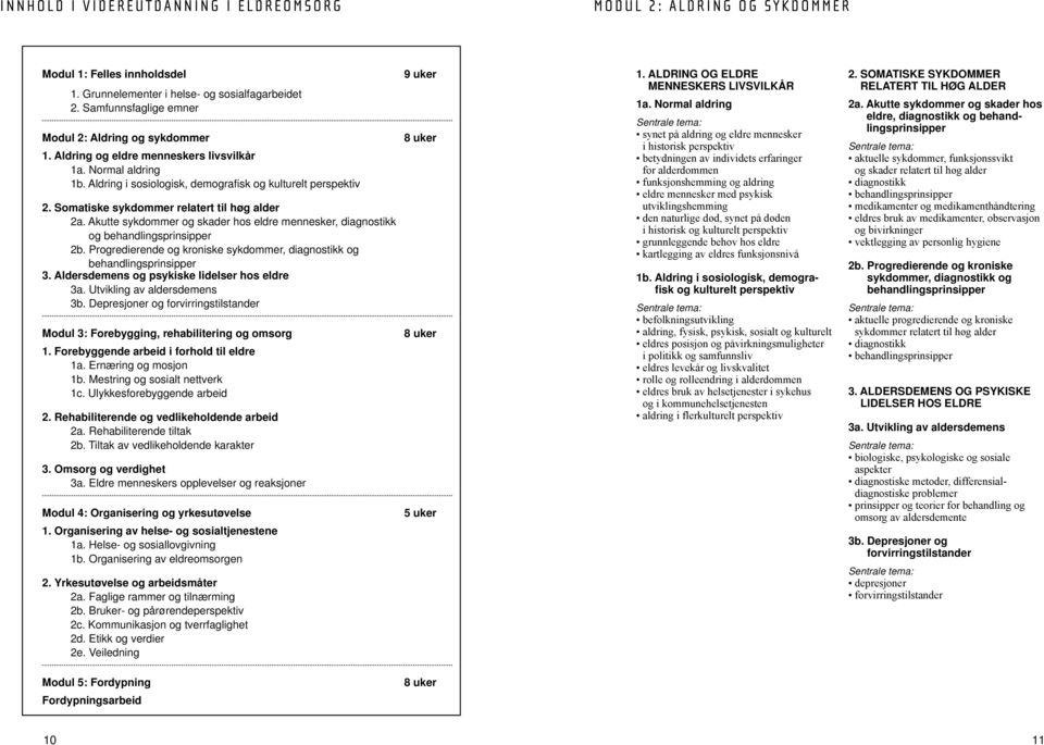 Somatiske sykdommer relatert til høg alder 2a. Akutte sykdommer og skader hos eldre mennesker, diagnostikk og behandlingsprinsipper 2b.