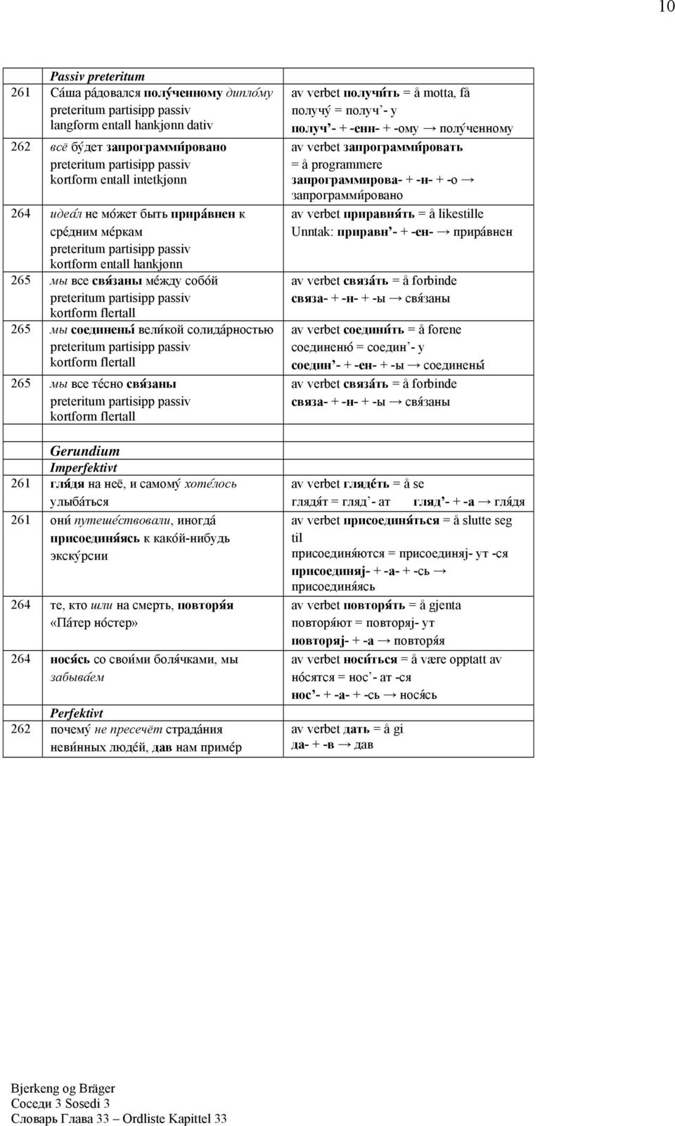 Gerundium Imperfektivt 261 гля@дя на неё, и самому@ хоте@лось улыба@ться 261 они@ путеше@ствовали, иногда@ присоединя@ясь к како@й-нибудь экску@рсии 264 те, кто шли на смерть, повторя@я «Па@тер