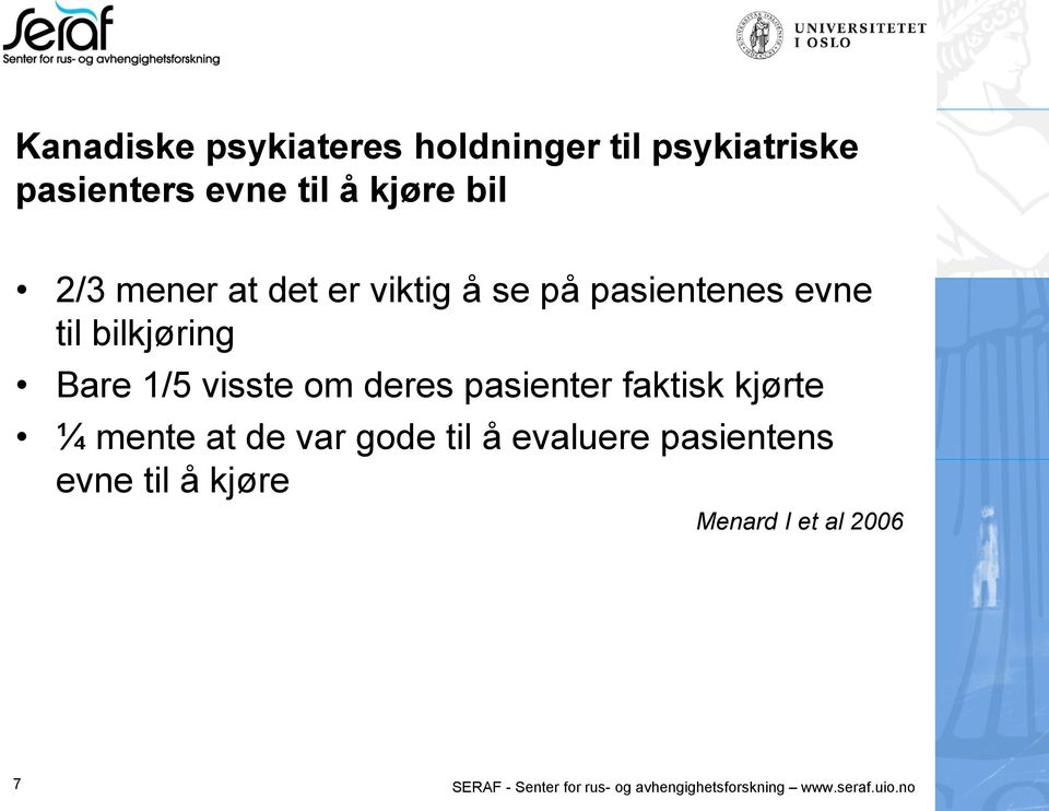 pasienter faktisk kjørte ¼ mente at de var gode til å evaluere pasientens evne til å