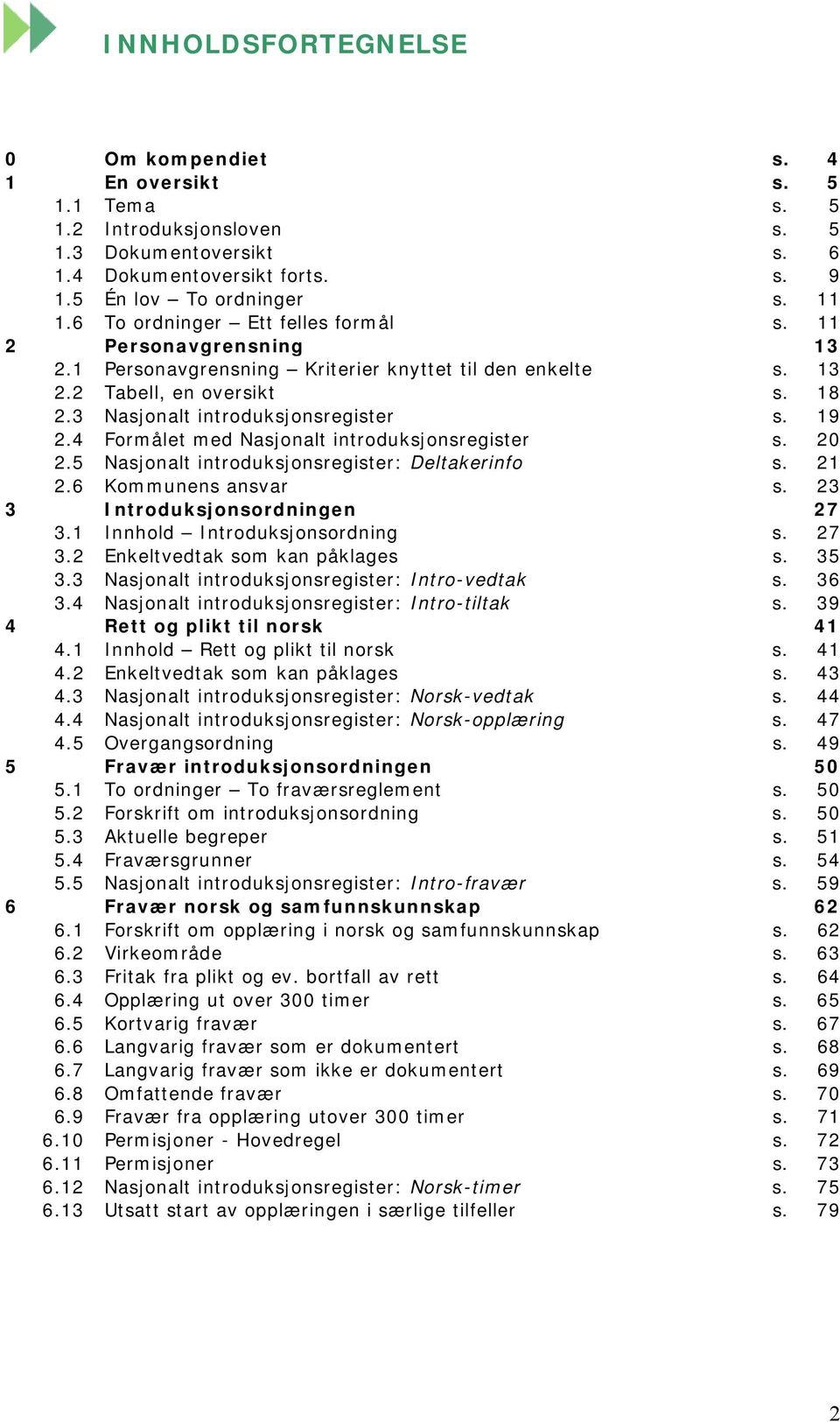 4 Formålet med Nasjonalt introduksjonsregister s. 20 2.5 Nasjonalt introduksjonsregister: Deltakerinfo s. 21 2.6 Kommunens ansvar s. 23 3 Introduksjonsordningen 27 3.1 Innhold Introduksjonsordning s.