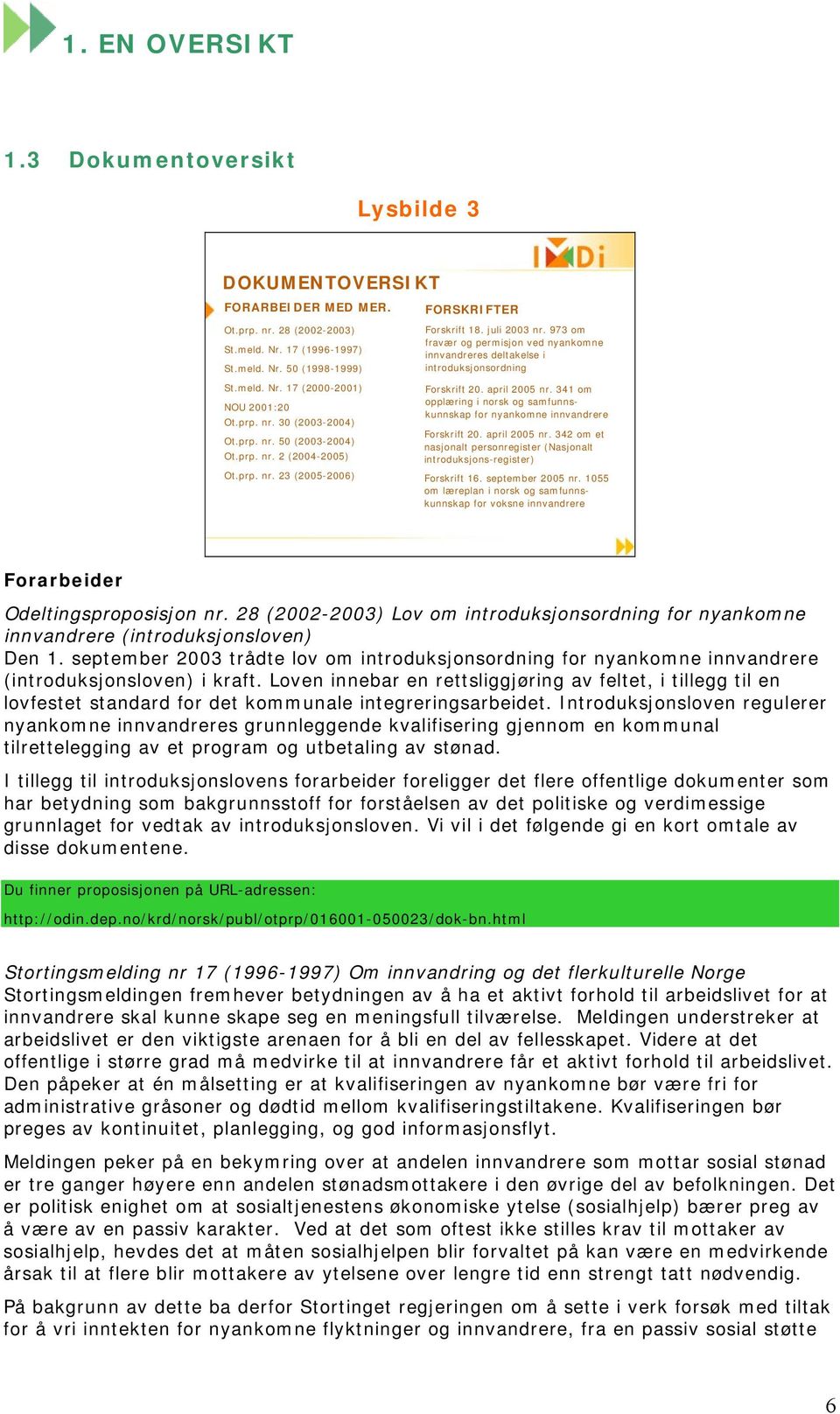 973 om fravær og permisjon ved nyankomne innvandreres deltakelse i introduksjonsordning Forskrift 20. april 2005 nr. 341 om opplæringi norskogsamfunnskunnskap for nyankomne innvandrere Forskrift 20.