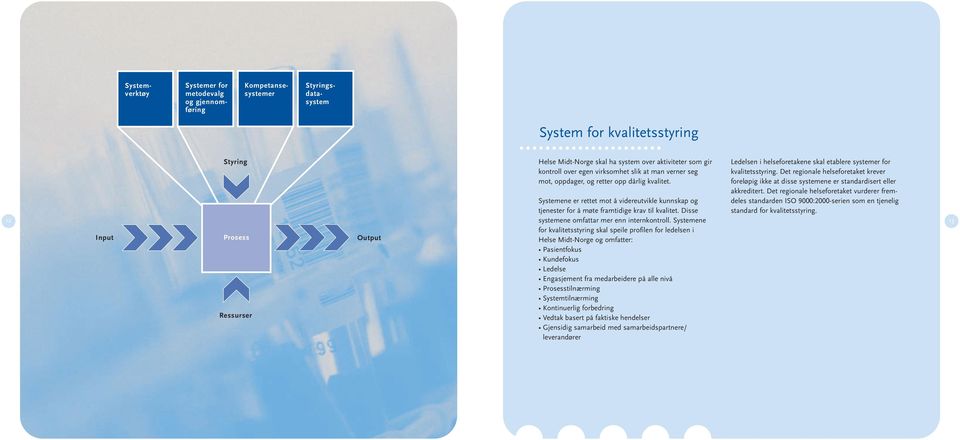 Systemene er rettet mot å videreutvikle kunnskap og tjenester for å møte framtidige krav til kvalitet. Disse systemene omfattar mer enn internkontroll.