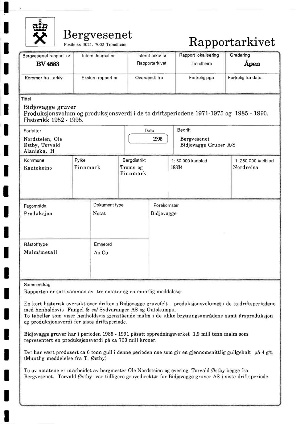 Historikk 1952-1995.